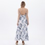 'ALE-Γυναικείο μακρύ λινό φόρεμα 'ALE 8915750 λευκό μπλε floral