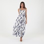 'ALE-Γυναικείο μακρύ φόρεμα 'ALE 8915735 λευκό μπλε floral