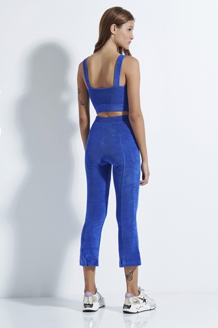 SUGARFREE-Γυναικείο βελουτέ cropped παντελόνι φόρμας SUGARFREE 21811161 μπλε