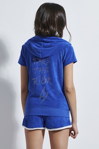 SUGARFREE-Γυναικεία πετσετέ κοντομάνικη ζακέτα SUGARFREE 21813221 μπλε