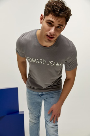 EDWARD JEANS-Ανδρικό t-shirt EDWARD JEANS MP-N-TOP-S22-012 EGOR γκρι