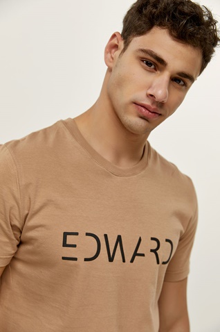 EDWARD JEANS-Ανδρικό t-shirt EDWARD JEANS MP-N-TOP-S22-013 BENZO μπεζ