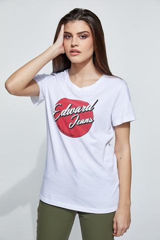 EDWARD JEANS-Γυναικείο t-shirt EDWARD JEANS WP-N-TOP-S20-007 VIVETTE λευκό