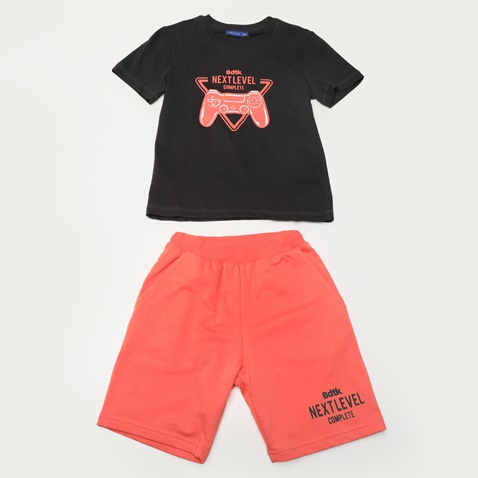 BODYTALK-Παιδικό σετ BODYTALK απο t-shirt και σορτς 1231-753199 μαύρο πορτοκαλί
