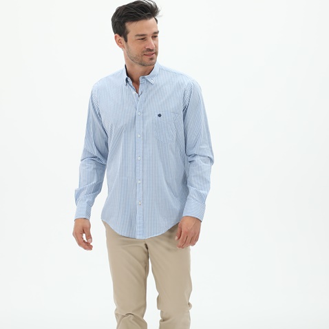 DORS-Ανδρικό πουκάμισο DORS 1028032.C02 γαλάζιο λευκό