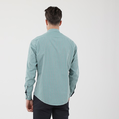DORS-Ανδρικό πουκάμισο DORS 1028032.C03 πράσινο λευκό καρό