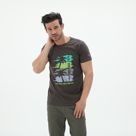 RUN-Ανδρικό t-shirt RUN 21K9120211 ανθρακί