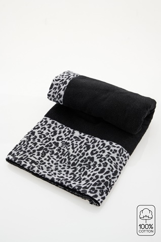 SUGARFREE-Γυναικεία πετσέτα παραλίας SUGARFREE 22819145 μαύρη λευκή leopard