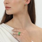 FOLLI FOLLIE-Γυναικεία σκουλαρίκια κρίκοι FOLLI FOLLIE Mare Bello επίχρυσοι με πράσινο σμάλτο και αστερία