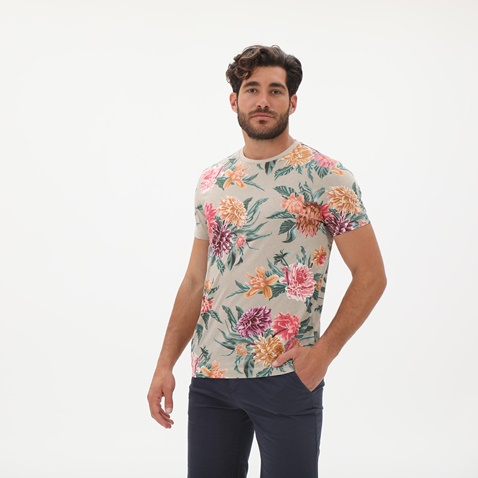 GANT-Ανδρικό t-shirt GANT 2023044 Dahlia Print μπεζ floral