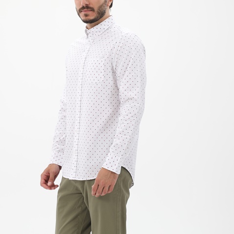 GANT-Ανδρικό πουκάμισο GANT 3013190 Reg Fil Coupe Dot λευκό πουά