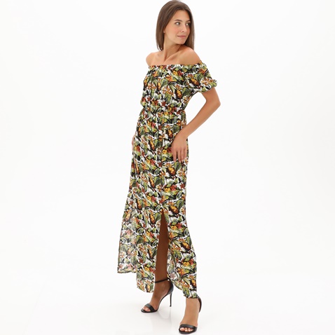 ATTRATTIVO-Γυναικείο μακρύ φόρεμα off the shouders ATTRATTIVO 9915761 πολύχρωμο floral