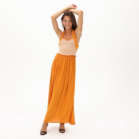 ATTRATTIVO-Γυναικείο maxi φόρεμα ATTRATTIVO 9914770 πορτοκαλί