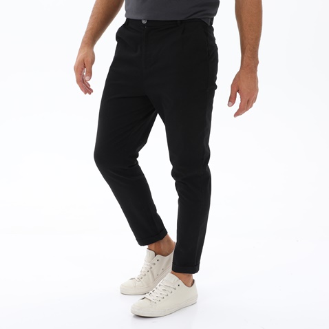 DIRTY LAUNDRY-Ανδρικό chino παντελόνι DIRTY LAUNDRY DLMP000058 CROPPED PLEATED μαύρο