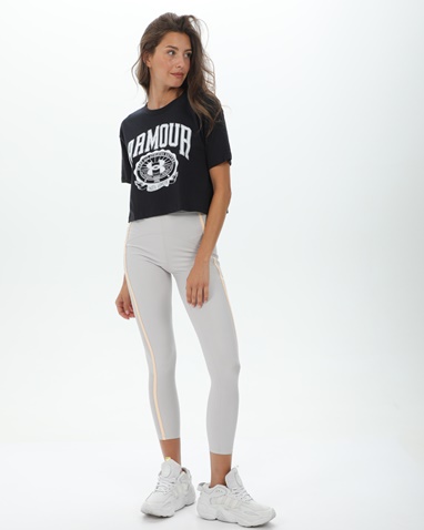 UNDER ARMOUR-Γυναικεία cropped μπλούζα UNDER ARMOUR 1379402 UA COLLEGIATE CROP μαύρη