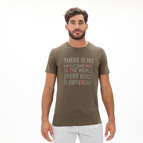 BATTERY-Ανδρικό t-shirt BATTERY 21K9107201 SJ47 λαδί