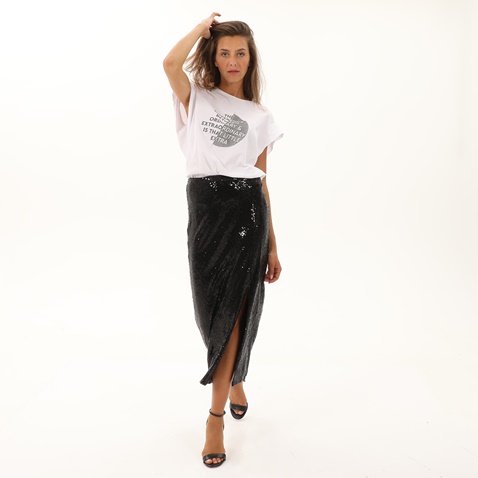 'ALE-Γυναικεία maxi φούστα με παγιέτες 'ALE 8916138 μαύρη