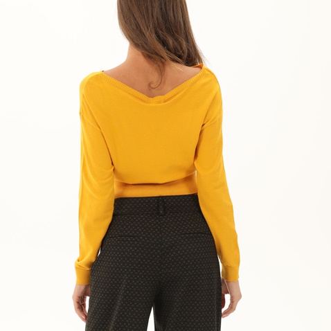 ATTRATTIVO-Γυναικεία πλεκτή μπλούζα ATTRATTIVO 9P20348 κίτρινη