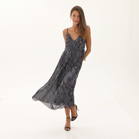 ATTRATTIVO-Γυναικείο μακρύ φόρεμα από lurex ATTRATTIVO 92396858 μπλε