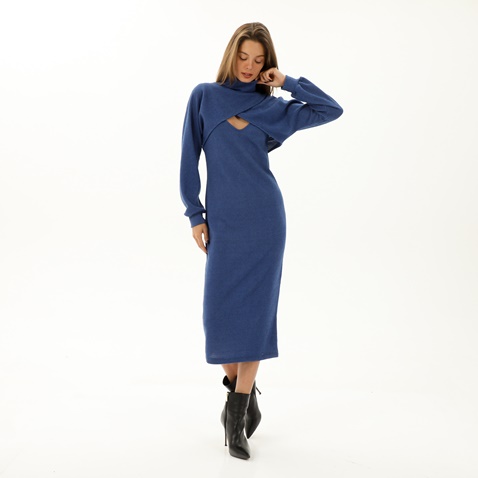 ATTRATTIVO-Γυναικείο μακρύ φόρεμα και μπολερό ATTRATTIVO 92501785 μπλε