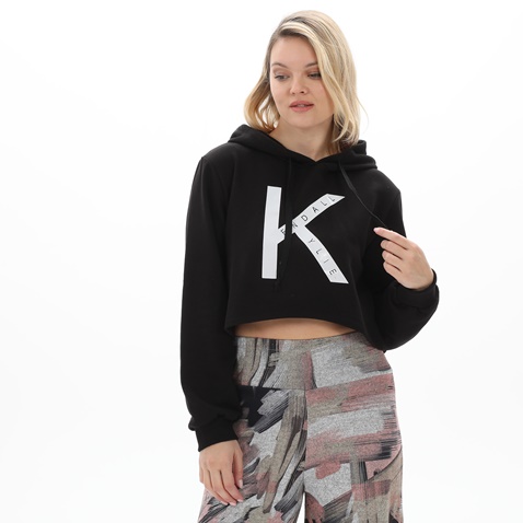 KENDALL+KYLIE-Γυναικεία cropped φούτερ μπλούζα KENDALL+KYLIE KKW.2W1.016.013 μαύρη