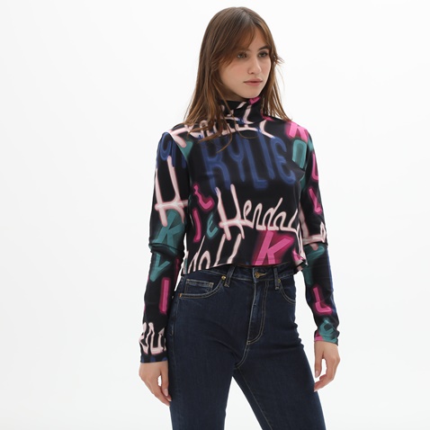 KENDALL+KYLIE-Γυναικεία μπλούζα ζιβάγκο KENDALL+KYLIE KKW.2W1.016.042 PSYCHO PRINT πολύχρωμη