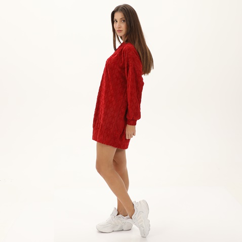 KENDALL+KYLIE-Γυναικείο oversized mini φόρεμα KENDALL+KYLIE KKW.2W1.016.048 VELOUR COMBO κόκκινο