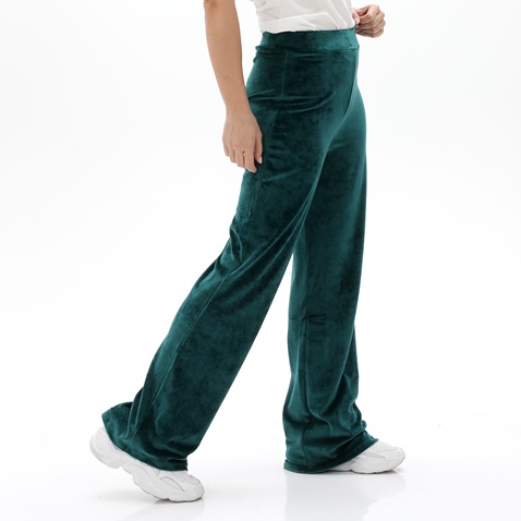 KENDALL+KYLIE-Γυναικείο βελουτέ flare παντελόνι KENDALL+KYLIE KKW.2W1.017.020 πράσινο