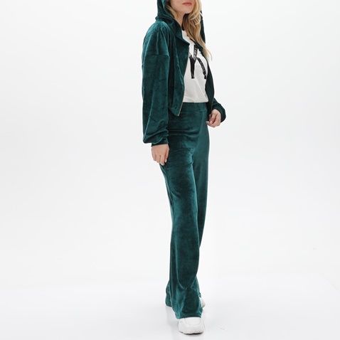 KENDALL+KYLIE-Γυναικείο βελουτέ flare παντελόνι KENDALL+KYLIE KKW.2W1.017.020 πράσινο
