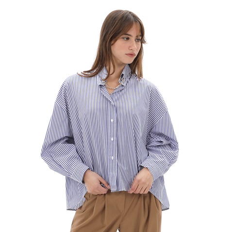 GAUDI-Γυναικείο κοντό πουκάμισο GAUDI GFS.2W1.041.011 μπλε ριγέ