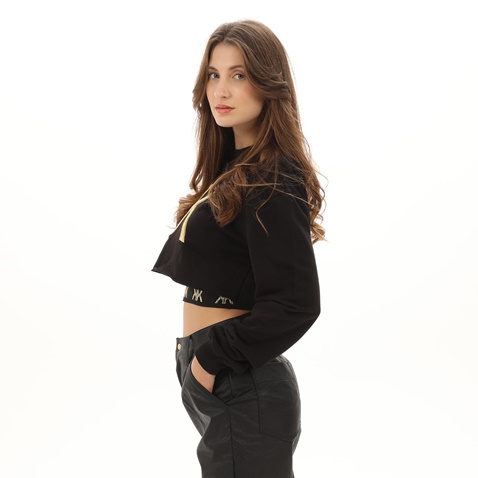 KENDALL+KYLIE-Γυναικεία διπλή cropped φούτερ μπλούζα KENDALL+KYLIE KKW.2W0.016.003 μαύρη