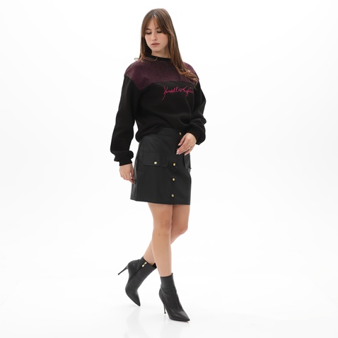 KENDALL+KYLIE-Γυναικεία φούτερ μπλούζα KENDALL+KYLIE KKW.2W0.016.008 MIXED TEXT OVERSIZED μαύρη μοβ