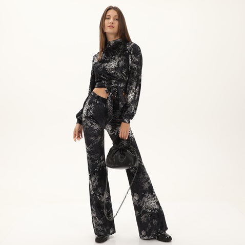 KENDALL+KYLIE-Γυναικεία βελουτέ παντελόνα KENDALL+KYLIE KKW.2W0.017.004 HIGH RISE FLARE γκρι