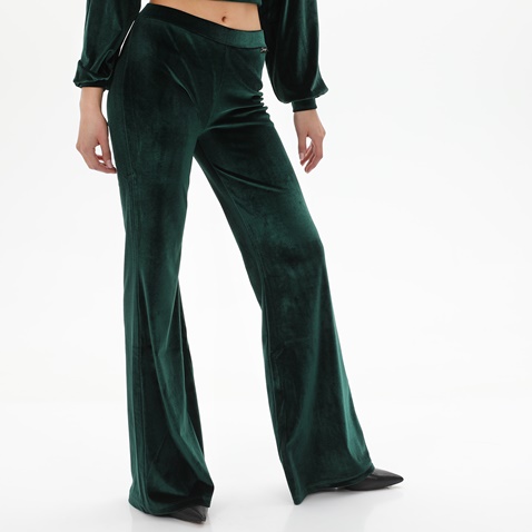 KENDALL+KYLIE-Γυναικείο βελουτέ παντελόνι KENDALL+KYLIE KKW.2W0.020.004 HIGH RISE FLARE πράσινο