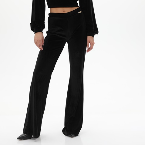 KENDALL+KYLIE-Γυναικείο βελουτέ παντελόνι KENDALL+KYLIE KKW.2W0.020.004 HIGH RISE FLARE μαύρο