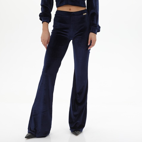 KENDALL+KYLIE-Γυναικείο βελουτέ παντελόνι KENDALL+KYLIE KKW.2W0.020.004 HIGH RISE FLARE μπλε