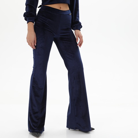 KENDALL+KYLIE-Γυναικείο βελουτέ παντελόνι KENDALL+KYLIE KKW.2W0.020.004 HIGH RISE FLARE μπλε