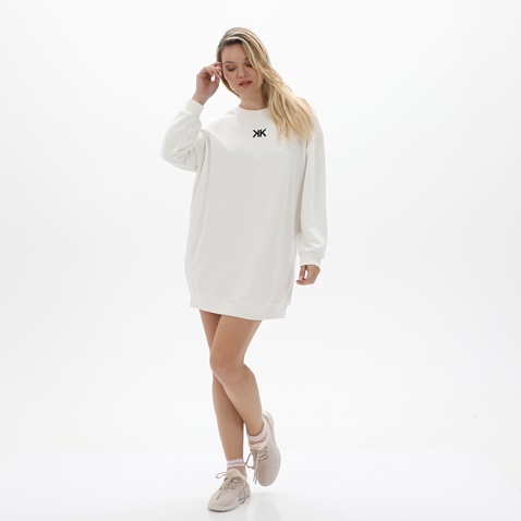 KENDALL+KYLIE-Γυναικείο mini φούτερ φόρεμα KENDALL+KYLIE KKW.2W0.030.006 OVERSIZED λευκό