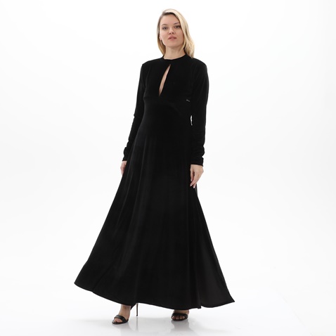 KENDALL+KYLIE-Γυναικείο βελουτέ μακρύ φόρεμα KENDALL+KYLIE KKW.2W0.030.008 μαύρο