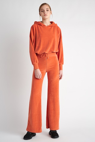 SUGARFREE-Γυναικεία κοντή βελουτέ μπλούζα SUGARFREE 23812019 πορτοκαλί