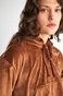 SUGARFREE-Γυναικεία κοντή βελουτέ μπλούζα SUGARFREE 23812057 καφέ