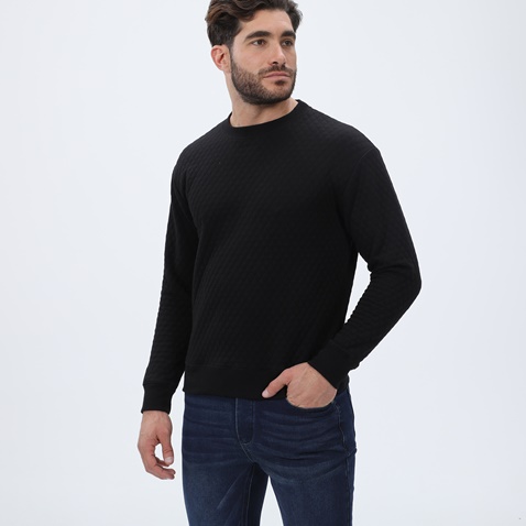 DIRTY LAUNDRY-Ανδρική φούτερ μπλούζα DIRTY LAUNDRY DLMC14W22 Quilted Regular Fit μαύρη