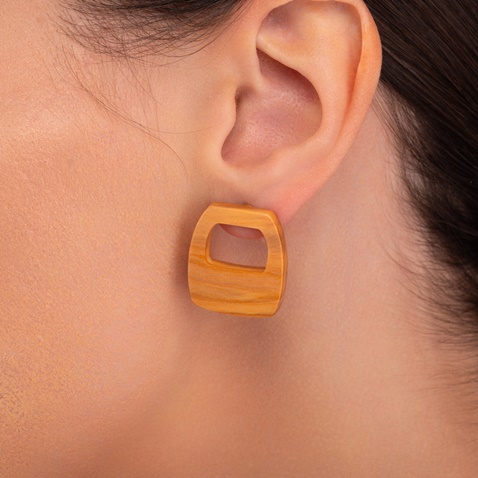 APOXYLO-Γυναικεία σκουλαρίκια APOXYLO 7007 WOODEN SHAPE απο ξύλο