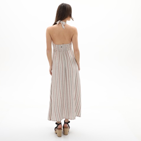 ATTRATTIVO-Γυναικείο μακρύ φόρεμα ATTRATTIV 9916545 μπεζ ριγέ