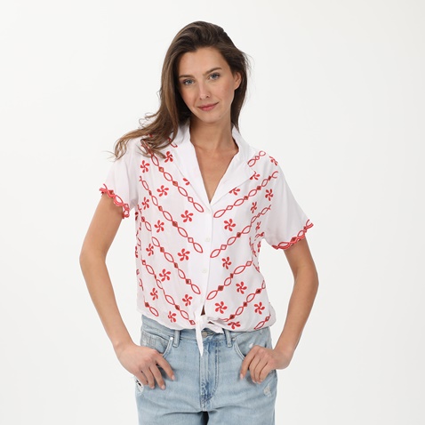 ATTRATTIVO-Γυναικείο κοντομάνικο πουκάμισο ATTRATTIVO 9916364 λευκό
