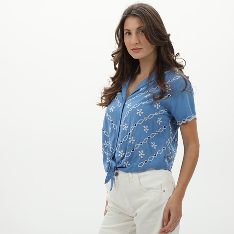 ATTRATTIVO-Γυναικείο κοντομάνικο πουκάμισο ATTRATTIVO 9916364 γαλάζιο
