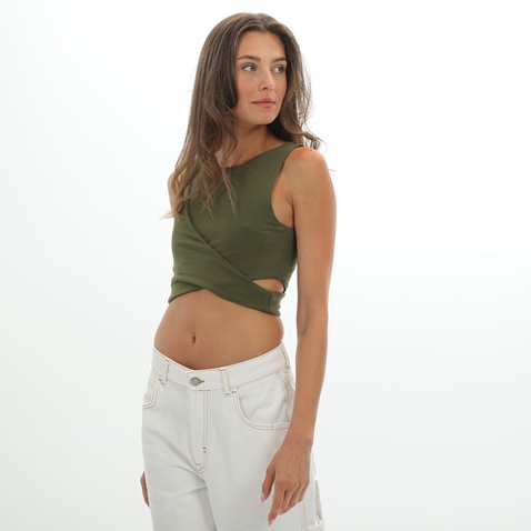 'ALE-Γυναικείο cropped top 'ALE 81572392 χακί