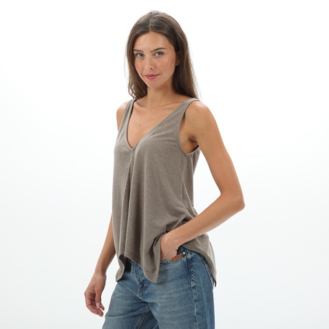 'ALE-Γυναικεία αμάνικη μπλούζα με κολιέ  'ALE 81712409 μπεζ