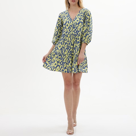 'ALE-Γυναικείο mini φόρεμα 'ALE 8916016 μπλε κίτρινο
