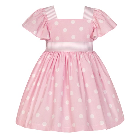 Balloon Chic-Παιδικό επίσημο φόρεμα Balloon Chic 231F0276a ροζ πουά (από 12 μηνών έως 3 ετών)